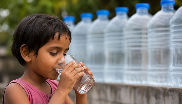 Little chlild dinking Packaged Drinking Water